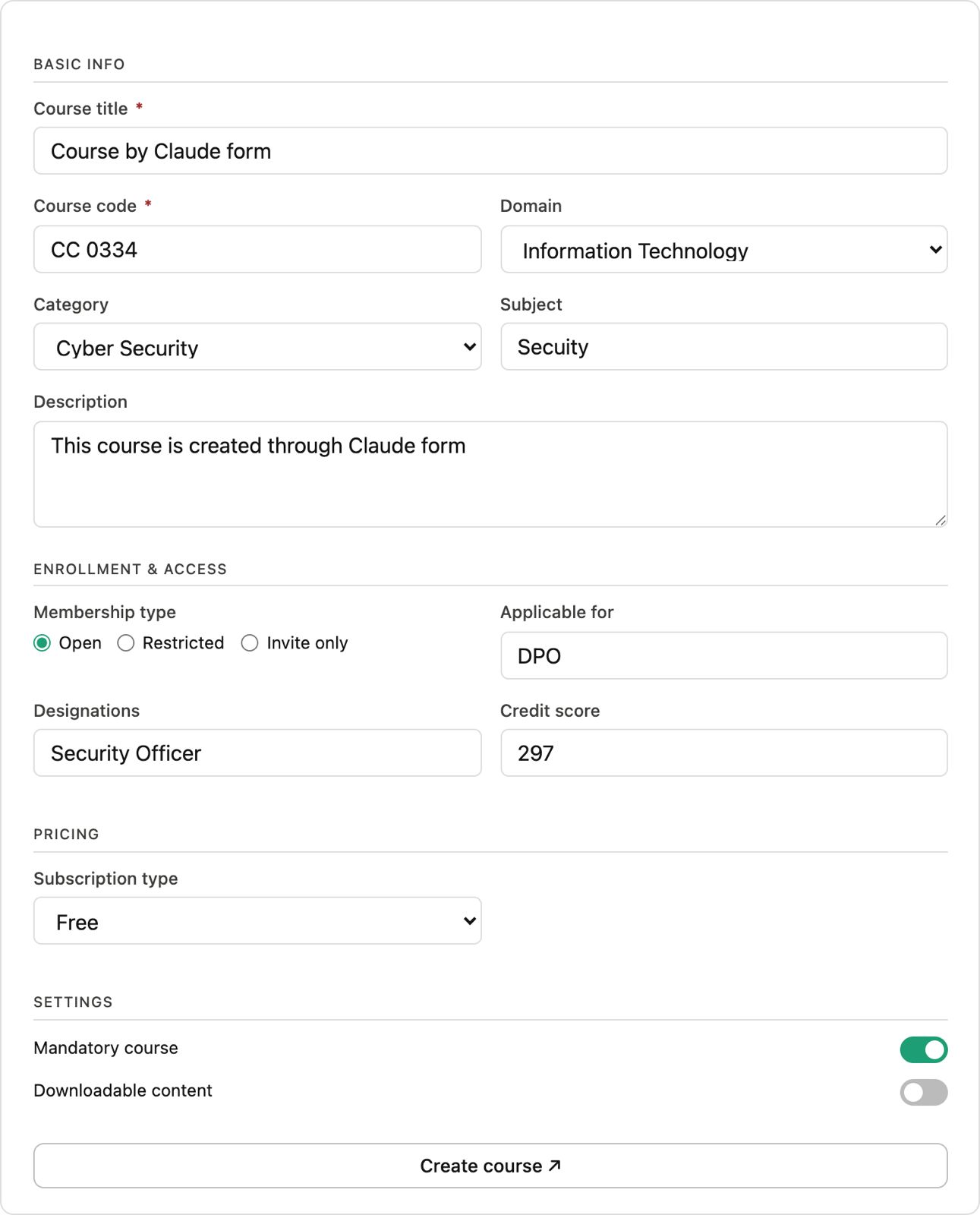AI Course Creation